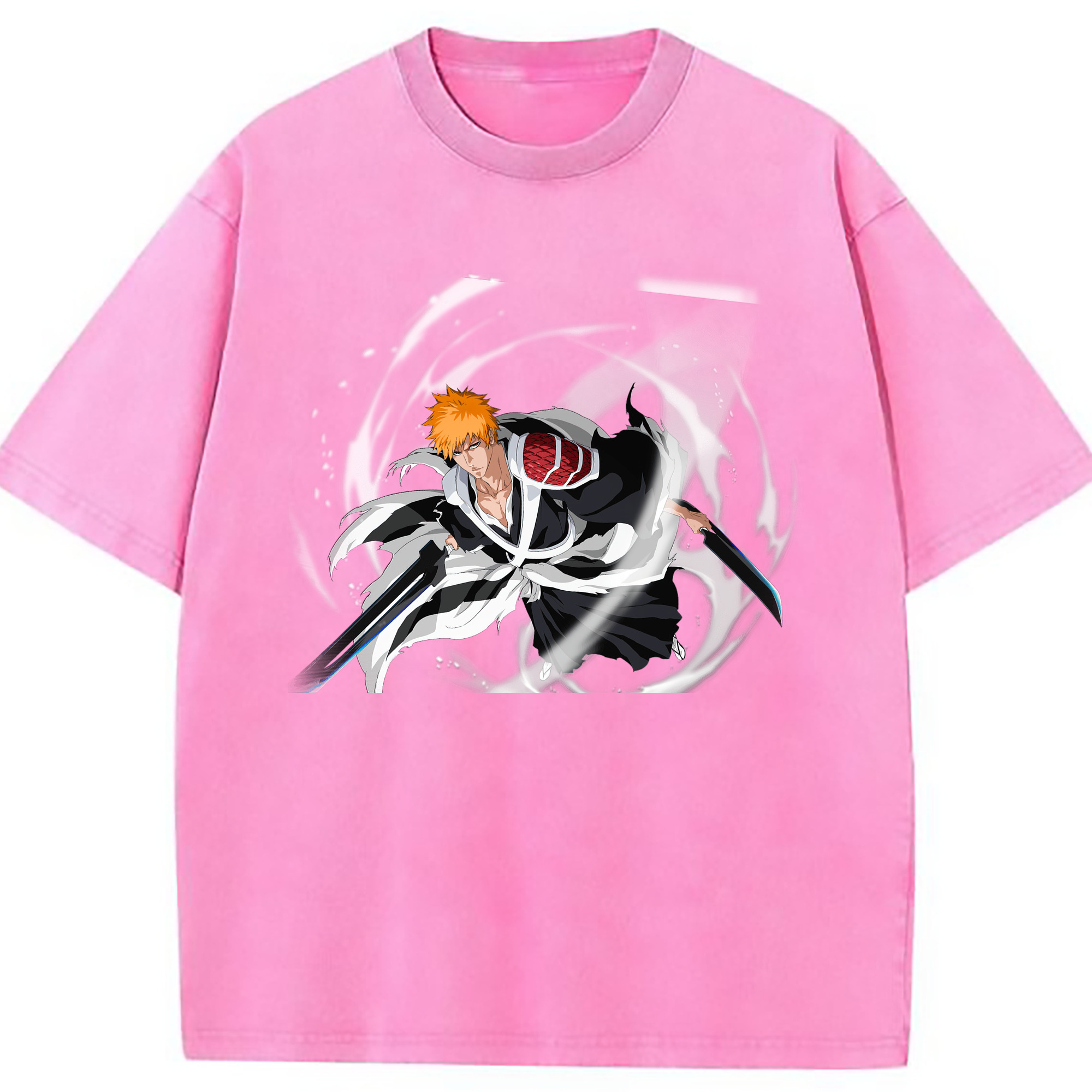 （画像用） ブリーチ 黒崎一護（くろさき いちご）BLEACH Kurosaki Ichigo 綿100% ヴィンテージ風 半袖Tシャツ（フロントプリント）